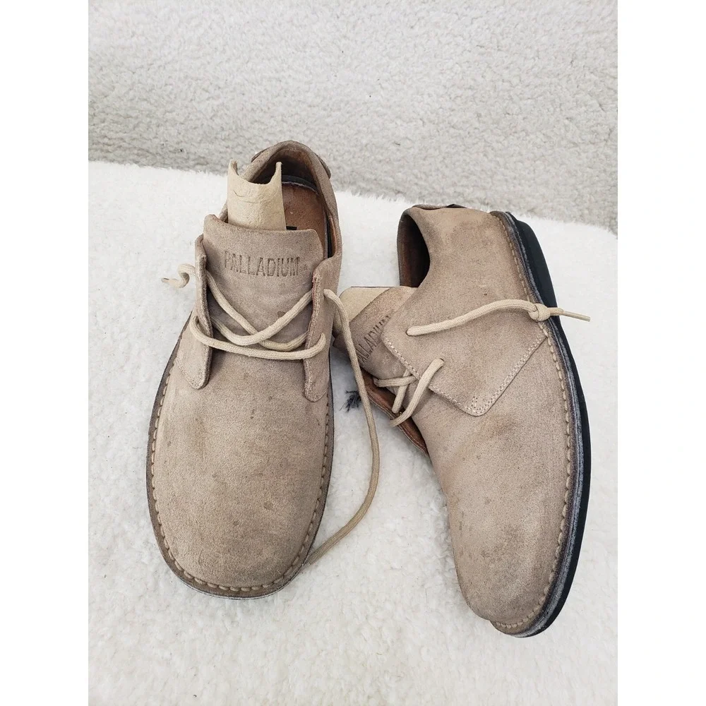 Palladium Men Oxford 40 Beige Suede‎ Leather Lace Up Comfort Casual Shoes US 7
